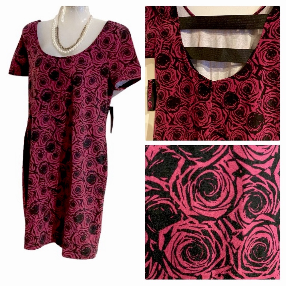 🆕 Material Girl Fuchsia Rose Dress w/ Double Back Strap Details!!! New w/ Tags!